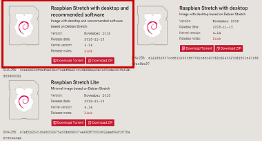 Raspbian のイメージファイルをダウンロード