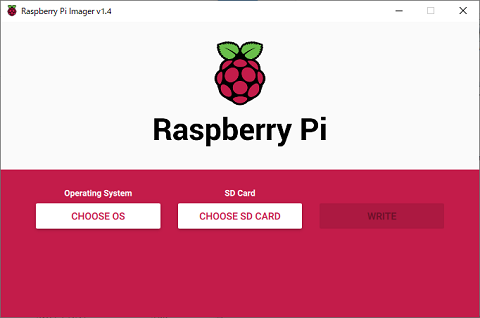 Raspberry Pi Imager の起動画面