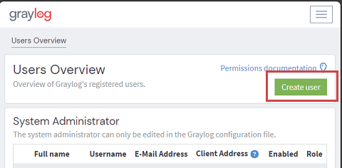 「 Create user 」ボタンをクリック