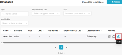 データベースの設定