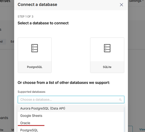 Superset Choosea a database