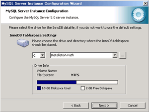 TableSpaceパス設定
