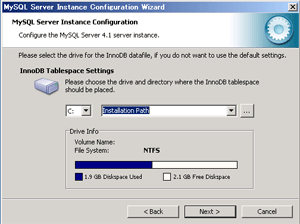 TableSpaceパス設定
